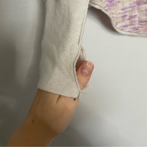 Free People We the Free Pink Combo Spaced Out Long Sleeve Cozy Knit Top Sz L - Picture 5 of 16